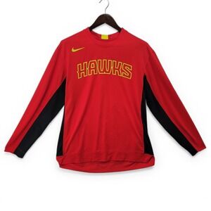Nike Dri Fit Atlanta Hawks Shirt Mens Medium Red NBA Warm Up Athletic
